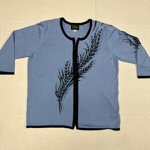 Bob Mackie Blue and Black Cardigan Women Large